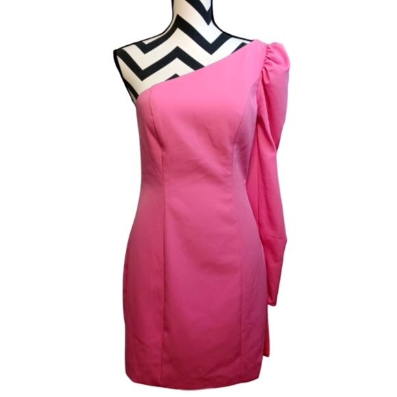 Ieena Duggal One-Shoulder Long Sleeve Fitted Short Dress - Picture 2 of 12